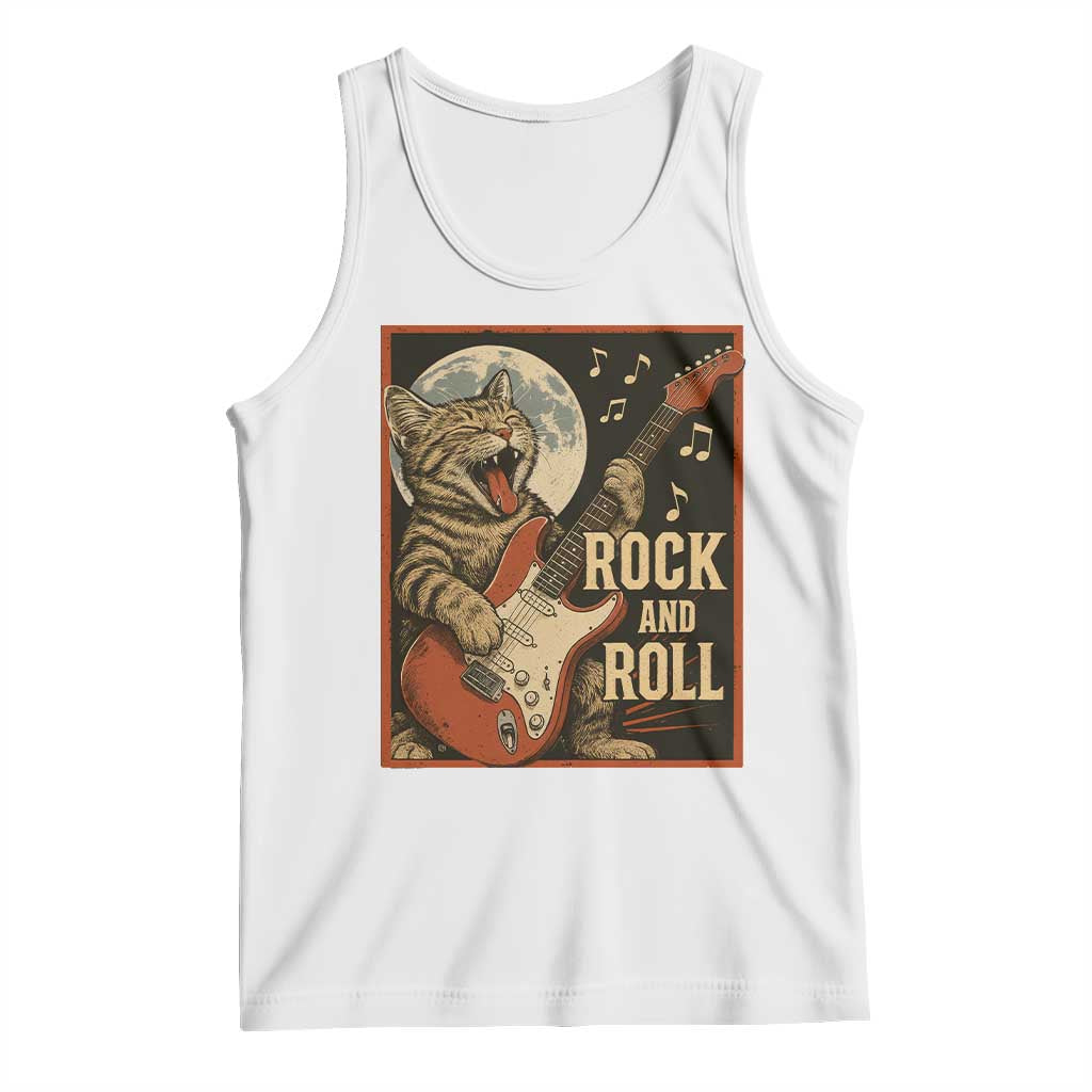 Funny Rock And Roll Tank Top Cat Playing Electric Guitar Music Lover - Wonder Print Shop