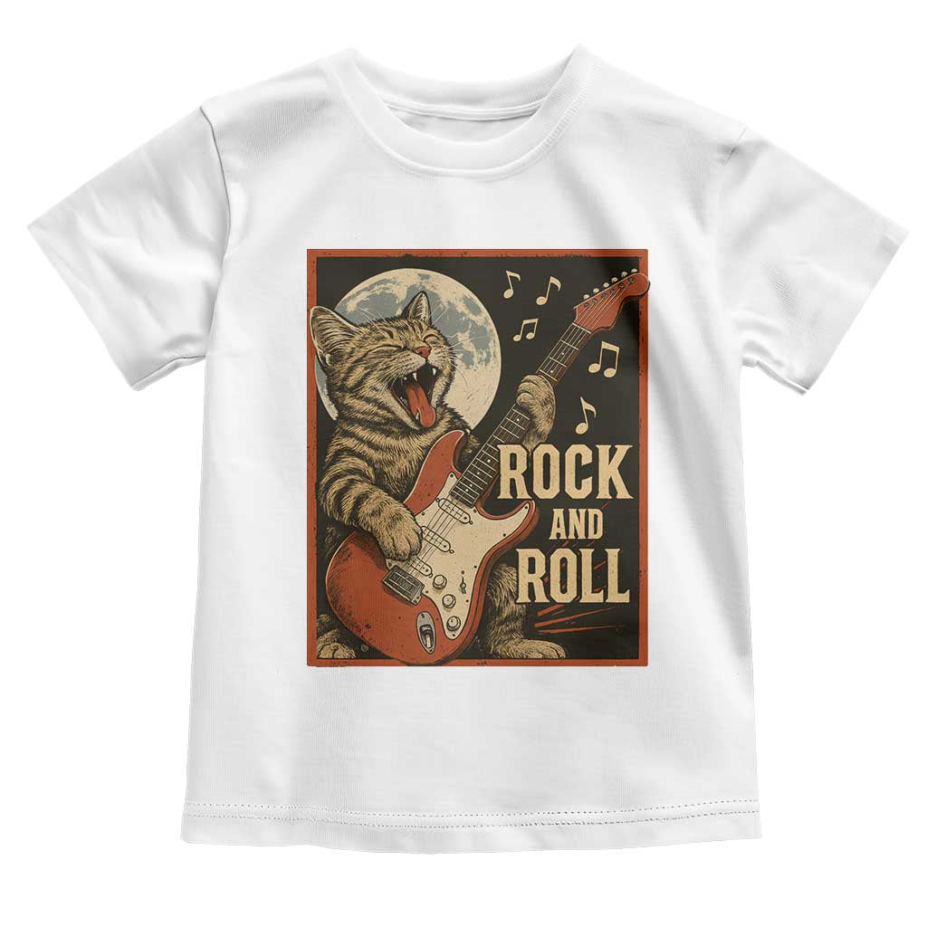 Funny Rock And Roll Toddler T Shirt Cat Playing Electric Guitar Music Lover - Wonder Print Shop