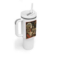 Funny Rock And Roll Tumbler With Handle Cat Playing Electric Guitar Music Lover
