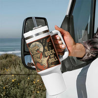 Funny Rock And Roll Tumbler With Handle Cat Playing Electric Guitar Music Lover