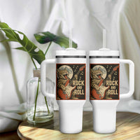 Funny Rock And Roll Tumbler With Handle Cat Playing Electric Guitar Music Lover