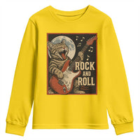 Funny Rock And Roll Youth Sweatshirt Cat Playing Electric Guitar Music Lover - Wonder Print Shop