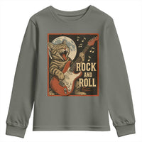 Funny Rock And Roll Youth Sweatshirt Cat Playing Electric Guitar Music Lover - Wonder Print Shop