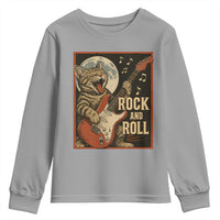 Funny Rock And Roll Youth Sweatshirt Cat Playing Electric Guitar Music Lover - Wonder Print Shop