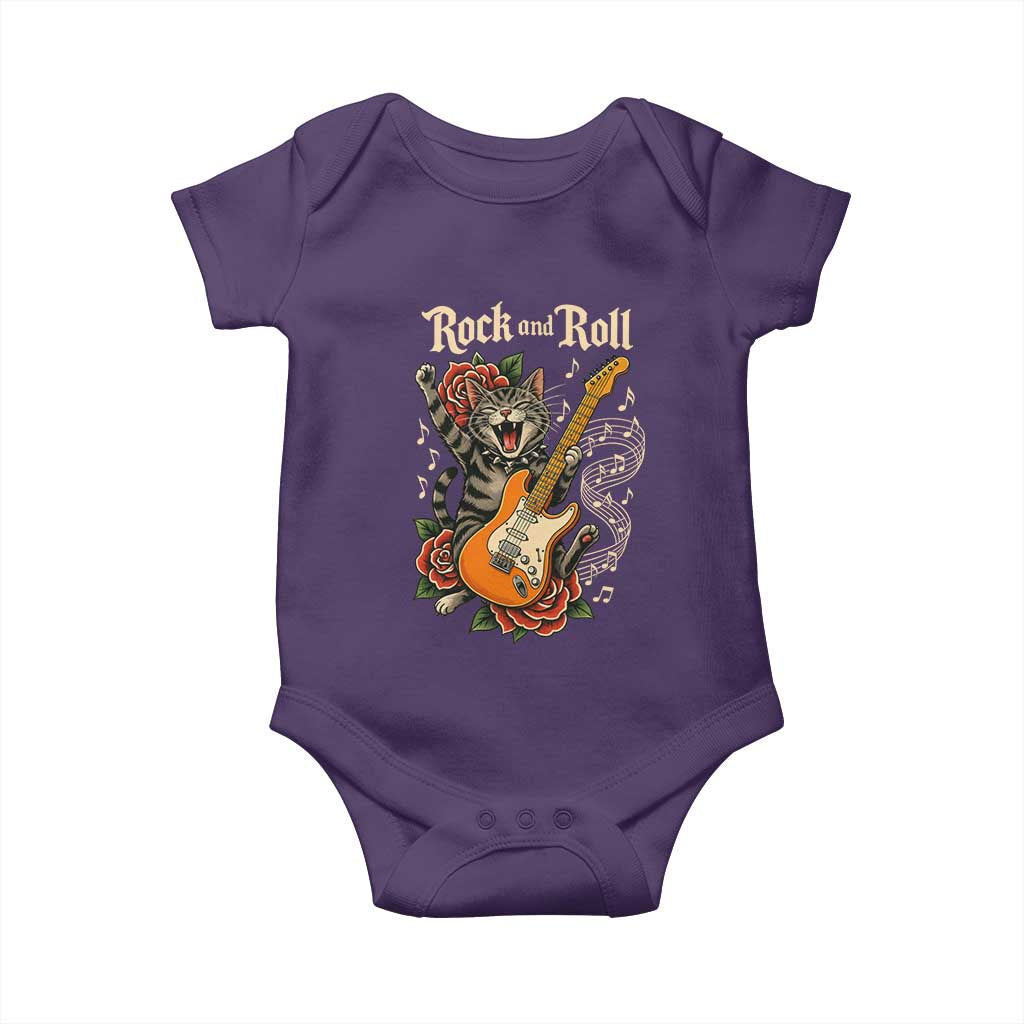 Funny Rock Star Cat Playing Electric Guitar Baby Onesie Music Lover - Wonder Print Shop