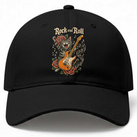 Funny Rock Star Cat Playing Electric Guitar Baseball Cap Music Lover