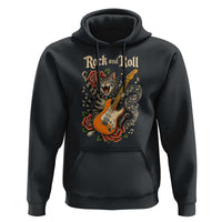Funny Rock Star Cat Playing Electric Guitar Hoodie Music Lover - Wonder Print Shop