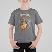 Funny Rock Star Cat Playing Electric Guitar T Shirt For Kid Music Lover - Wonder Print Shop