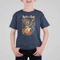 Funny Rock Star Cat Playing Electric Guitar T Shirt For Kid Music Lover - Wonder Print Shop