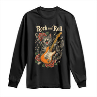 Funny Rock Star Cat Playing Electric Guitar Long Sleeve Shirt Music Lover - Wonder Print Shop