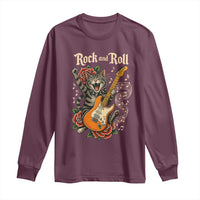 Funny Rock Star Cat Playing Electric Guitar Long Sleeve Shirt Music Lover - Wonder Print Shop