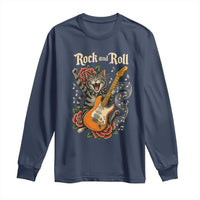 Funny Rock Star Cat Playing Electric Guitar Long Sleeve Shirt Music Lover - Wonder Print Shop
