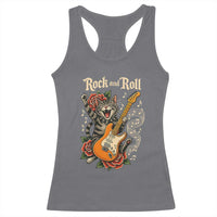 Funny Rock Star Cat Playing Electric Guitar Racerback Tank Top Music Lover - Wonder Print Shop