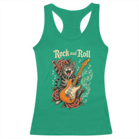 Funny Rock Star Cat Playing Electric Guitar Racerback Tank Top Music Lover - Wonder Print Shop