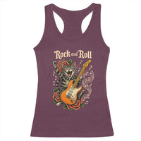 Funny Rock Star Cat Playing Electric Guitar Racerback Tank Top Music Lover - Wonder Print Shop