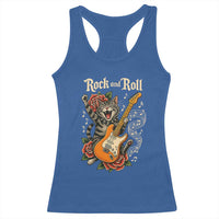 Funny Rock Star Cat Playing Electric Guitar Racerback Tank Top Music Lover - Wonder Print Shop