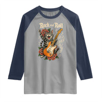 Funny Rock Star Cat Playing Electric Guitar Raglan Shirt Music Lover - Wonder Print Shop