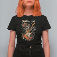 Funny Rock Star Cat Playing Electric Guitar T Shirt For Women Music Lover - Wonder Print Shop