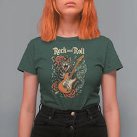 Funny Rock Star Cat Playing Electric Guitar T Shirt For Women Music Lover - Wonder Print Shop