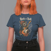 Funny Rock Star Cat Playing Electric Guitar T Shirt For Women Music Lover - Wonder Print Shop