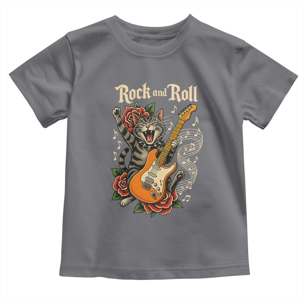 Funny Rock Star Cat Playing Electric Guitar Toddler T Shirt Music Lover - Wonder Print Shop