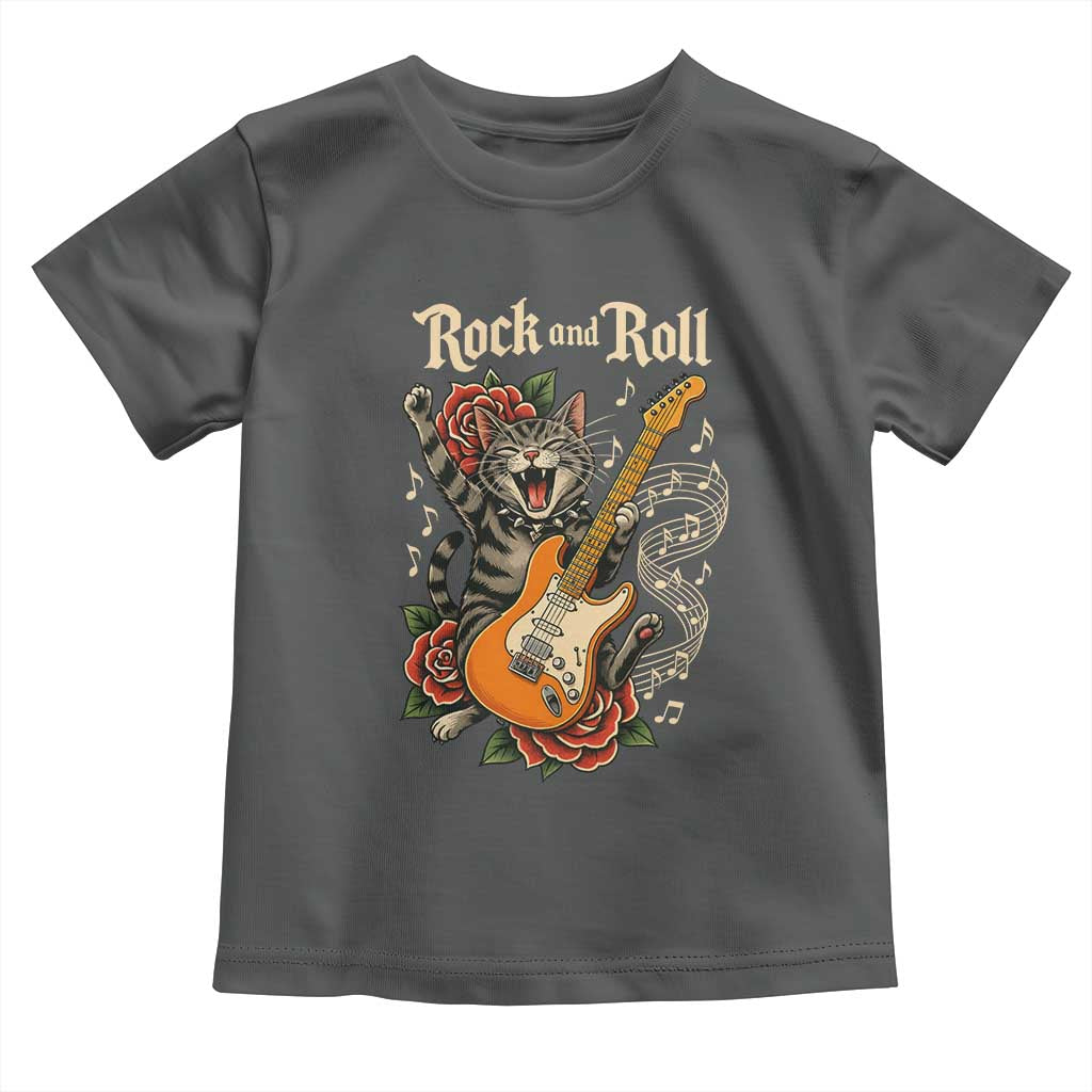 Funny Rock Star Cat Playing Electric Guitar Toddler T Shirt Music Lover - Wonder Print Shop