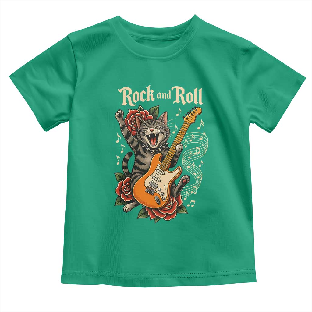 Funny Rock Star Cat Playing Electric Guitar Toddler T Shirt Music Lover - Wonder Print Shop