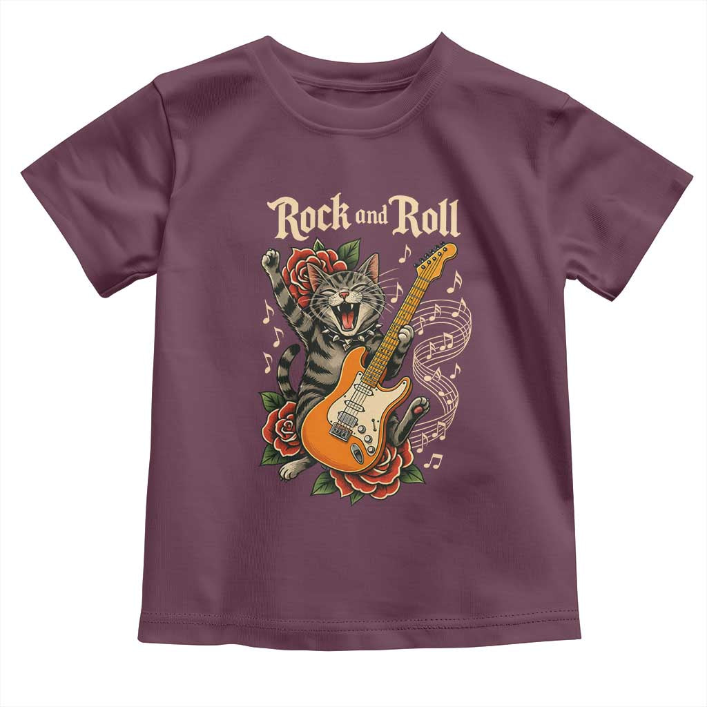 Funny Rock Star Cat Playing Electric Guitar Toddler T Shirt Music Lover - Wonder Print Shop