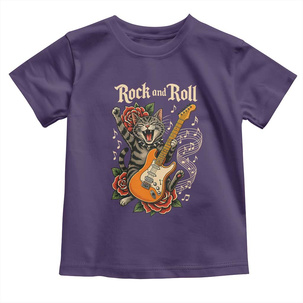 Funny Rock Star Cat Playing Electric Guitar Toddler T Shirt Music Lover - Wonder Print Shop