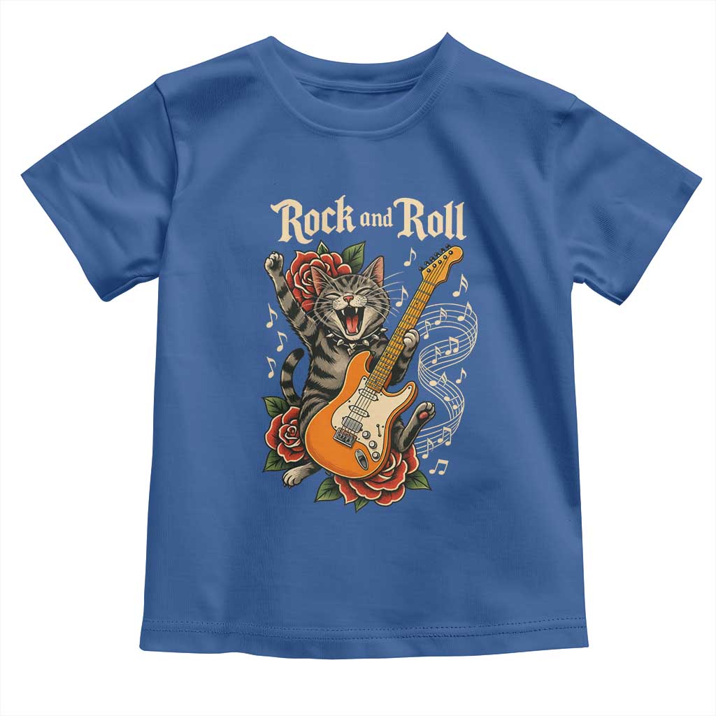 Funny Rock Star Cat Playing Electric Guitar Toddler T Shirt Music Lover - Wonder Print Shop