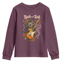 Funny Rock Star Cat Playing Electric Guitar Youth Sweatshirt Music Lover - Wonder Print Shop