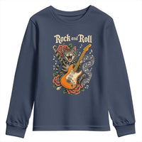 Funny Rock Star Cat Playing Electric Guitar Youth Sweatshirt Music Lover - Wonder Print Shop