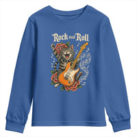 Funny Rock Star Cat Playing Electric Guitar Youth Sweatshirt Music Lover - Wonder Print Shop