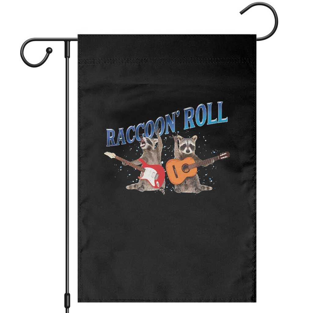 Raccoon Rock And Roll Garden Flag Funny Rock Band Playing Guitar Electric Music Lover - Wonder Print Shop