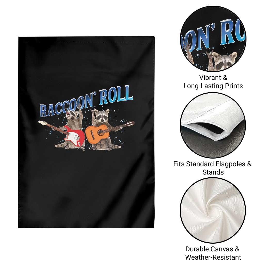 Raccoon Rock And Roll Garden Flag Funny Rock Band Playing Guitar Electric Music Lover - Wonder Print Shop