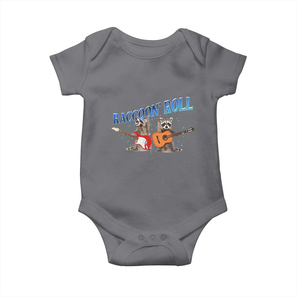 Raccoon Rock And Roll Baby Onesie Funny Rock Band Playing Guitar Electric Music Lover - Wonder Print Shop