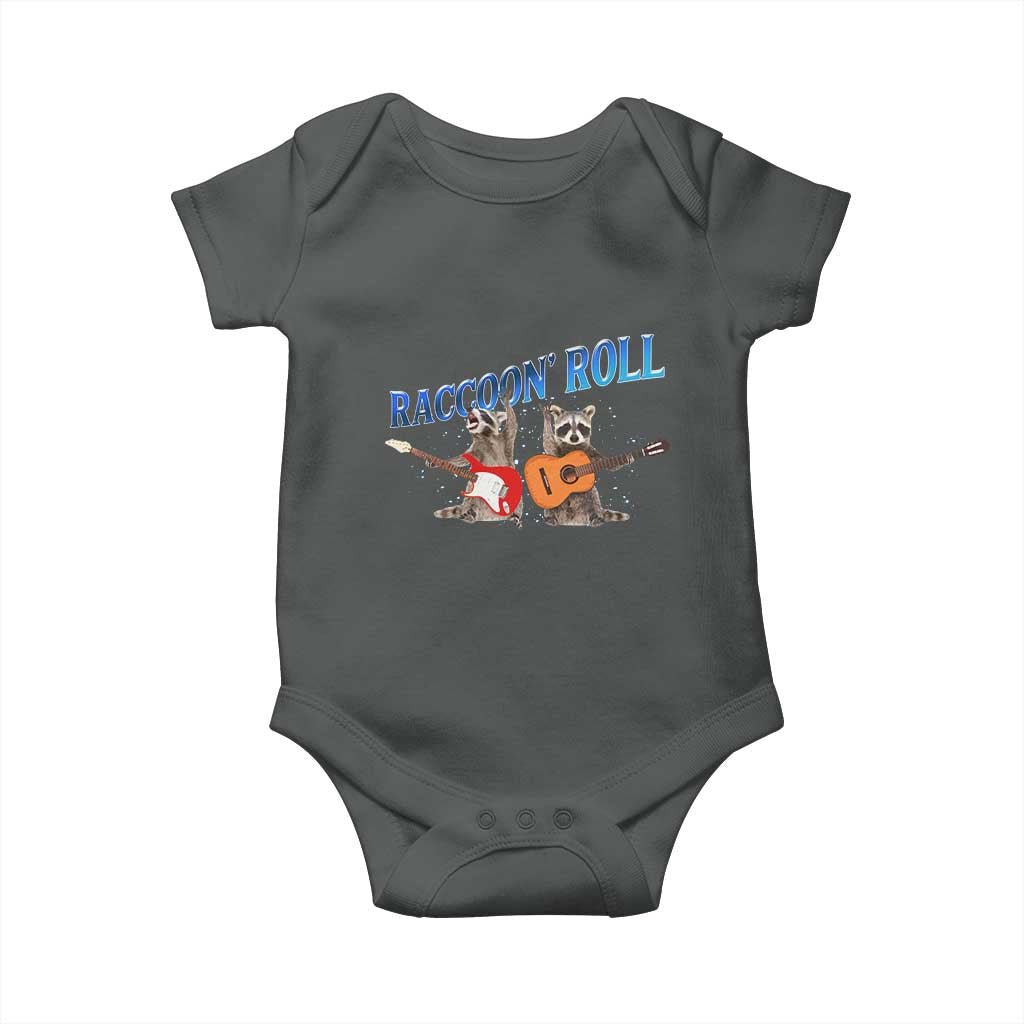 Raccoon Rock And Roll Baby Onesie Funny Rock Band Playing Guitar Electric Music Lover - Wonder Print Shop