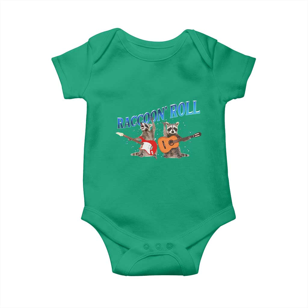 Raccoon Rock And Roll Baby Onesie Funny Rock Band Playing Guitar Electric Music Lover - Wonder Print Shop