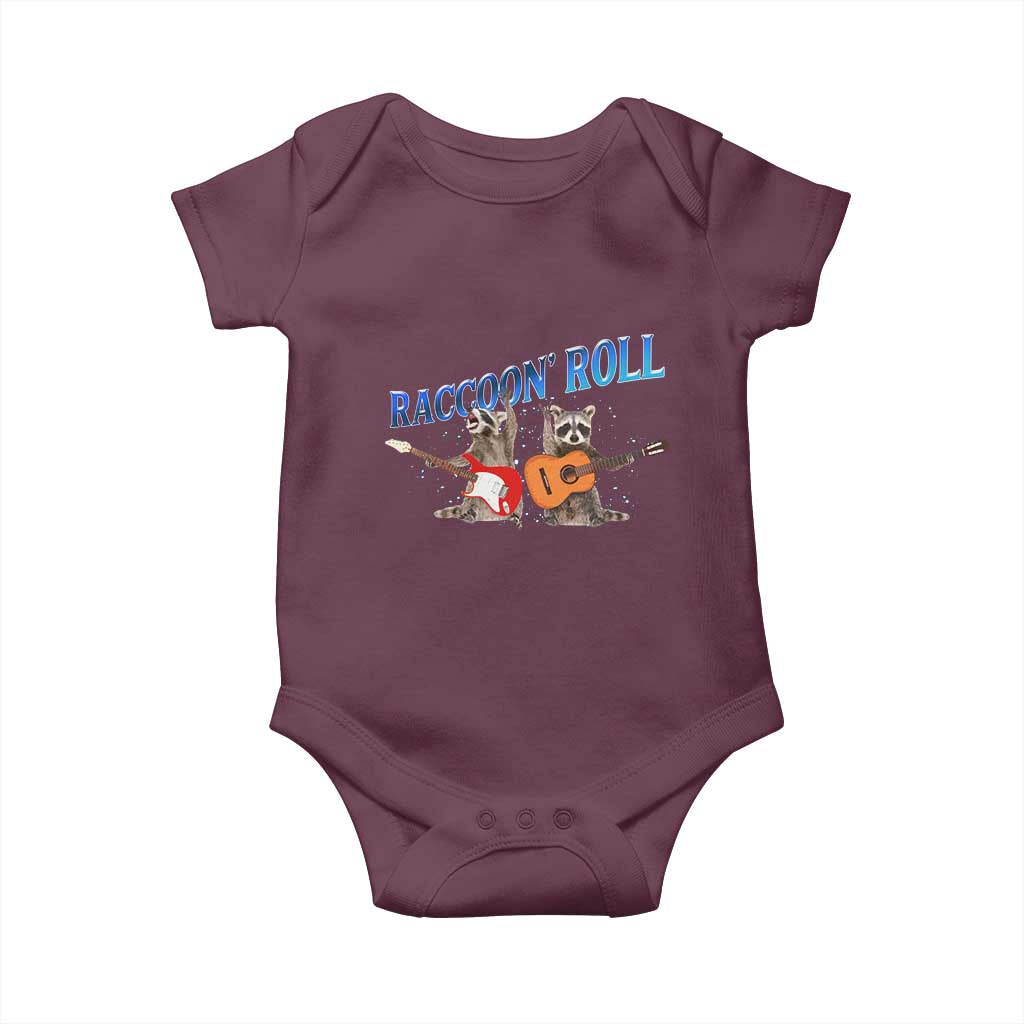 Raccoon Rock And Roll Baby Onesie Funny Rock Band Playing Guitar Electric Music Lover - Wonder Print Shop