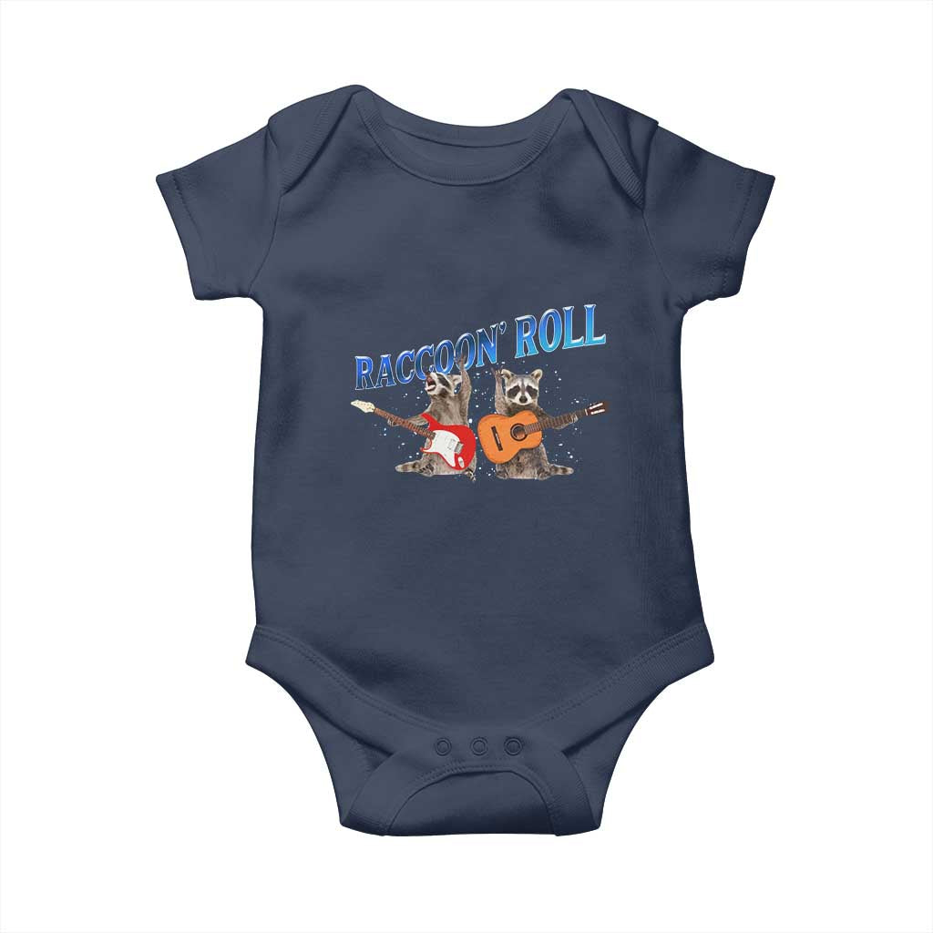Raccoon Rock And Roll Baby Onesie Funny Rock Band Playing Guitar Electric Music Lover - Wonder Print Shop