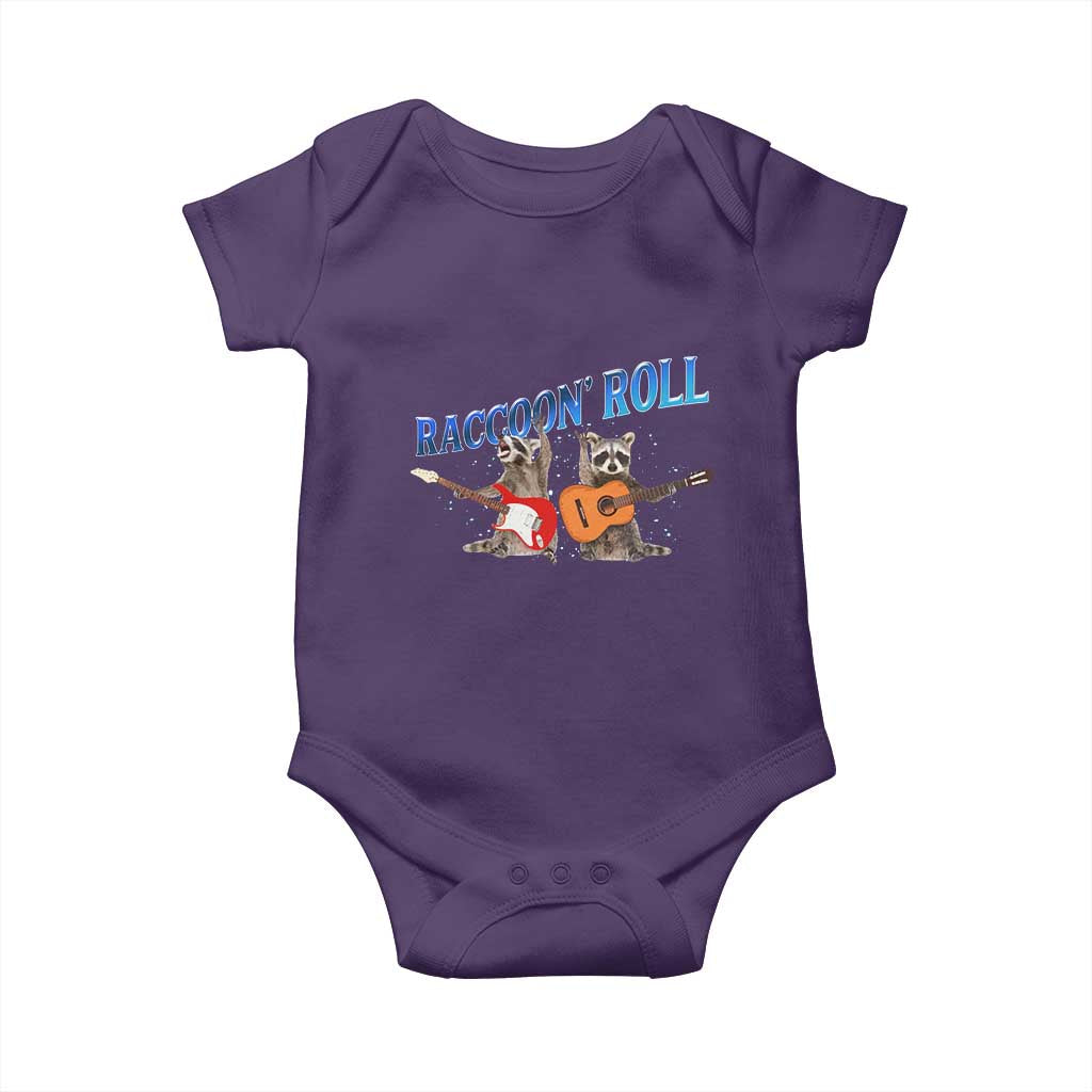 Raccoon Rock And Roll Baby Onesie Funny Rock Band Playing Guitar Electric Music Lover - Wonder Print Shop
