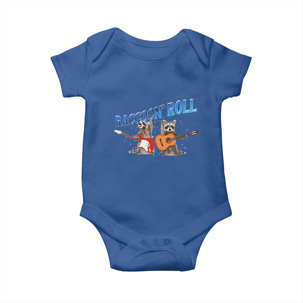 Raccoon Rock And Roll Baby Onesie Funny Rock Band Playing Guitar Electric Music Lover - Wonder Print Shop