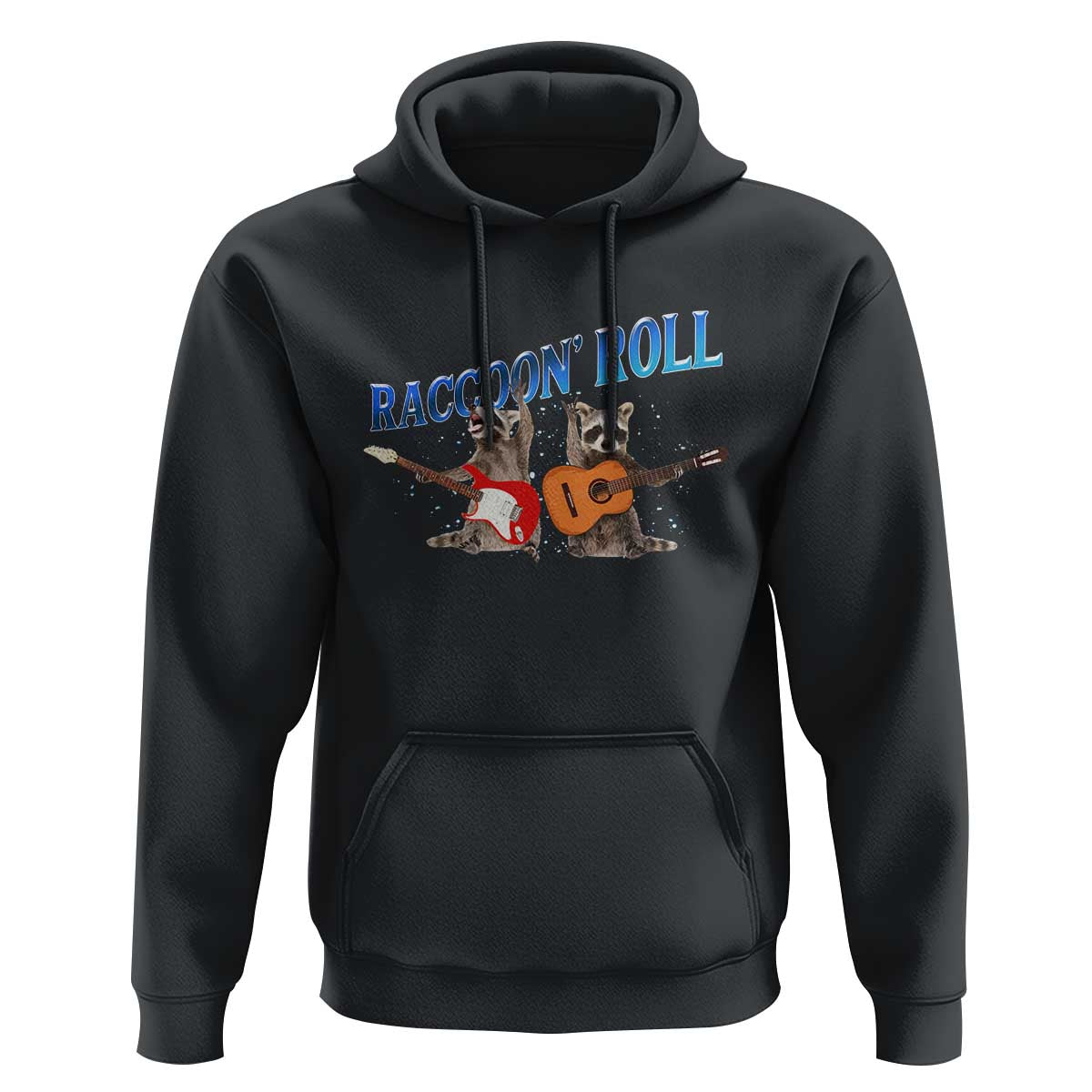 Raccoon Rock And Roll Hoodie Funny Rock Band Playing Guitar Electric Music Lover - Wonder Print Shop