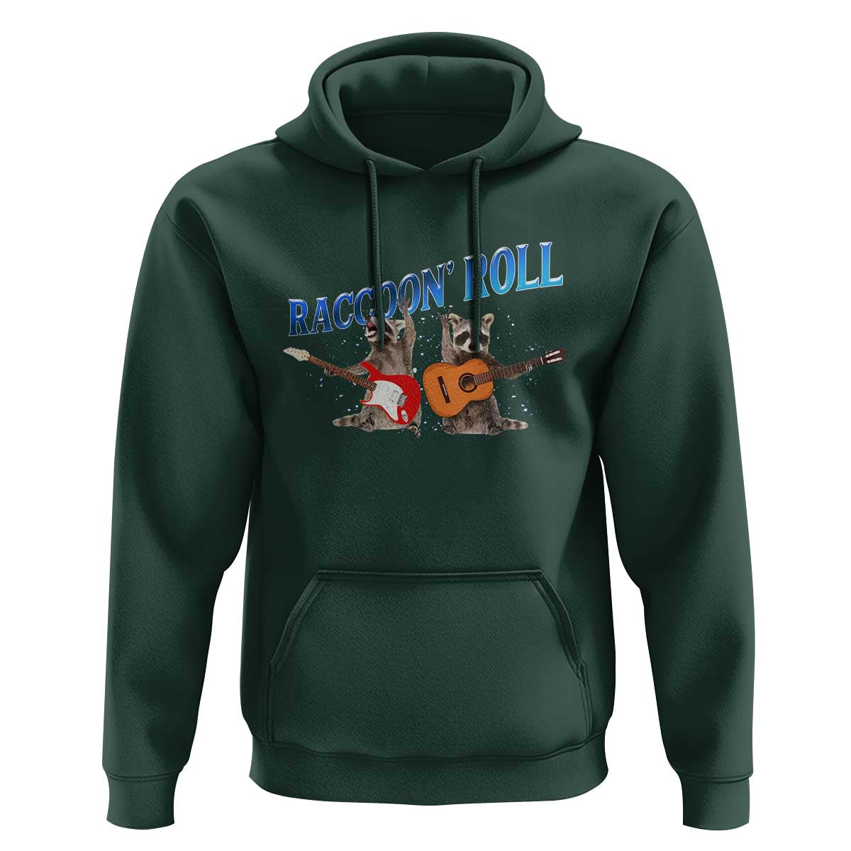 Raccoon Rock And Roll Hoodie Funny Rock Band Playing Guitar Electric Music Lover - Wonder Print Shop