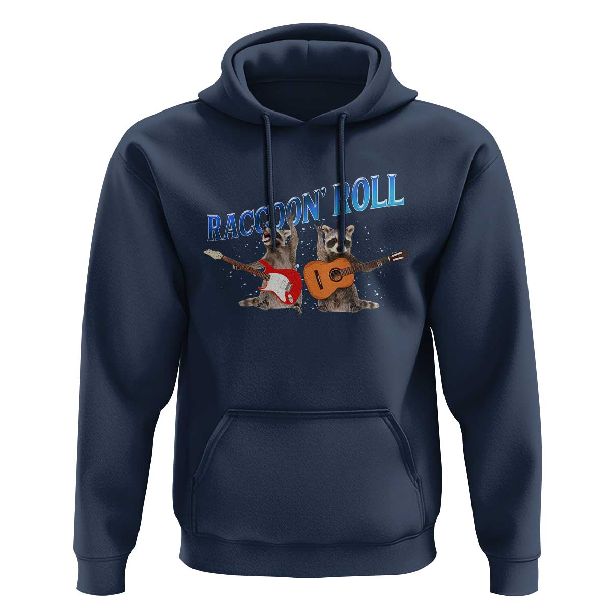 Raccoon Rock And Roll Hoodie Funny Rock Band Playing Guitar Electric Music Lover - Wonder Print Shop