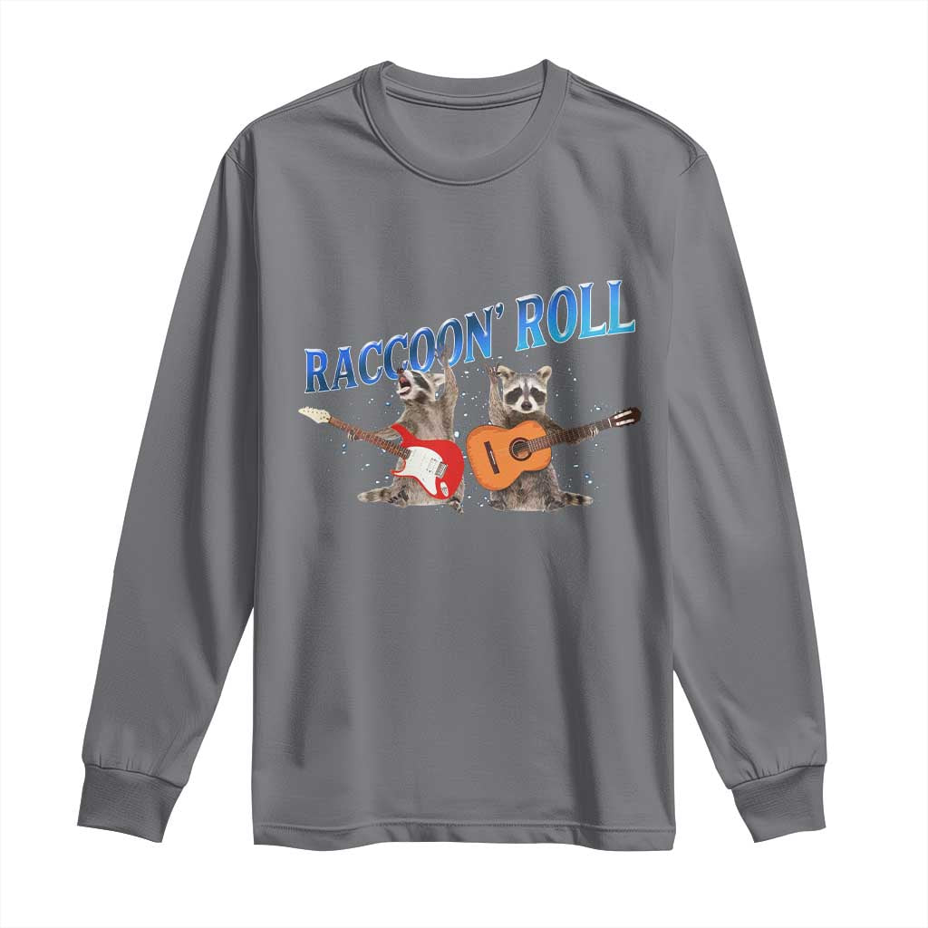 Raccoon Rock And Roll Long Sleeve Shirt Funny Rock Band Playing Guitar Electric Music Lover - Wonder Print Shop
