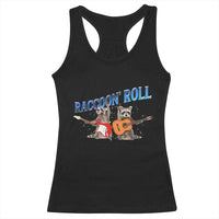 Raccoon Rock And Roll Racerback Tank Top Funny Rock Band Playing Guitar Electric Music Lover - Wonder Print Shop