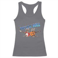 Raccoon Rock And Roll Racerback Tank Top Funny Rock Band Playing Guitar Electric Music Lover - Wonder Print Shop
