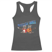 Raccoon Rock And Roll Racerback Tank Top Funny Rock Band Playing Guitar Electric Music Lover - Wonder Print Shop