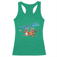 Raccoon Rock And Roll Racerback Tank Top Funny Rock Band Playing Guitar Electric Music Lover - Wonder Print Shop
